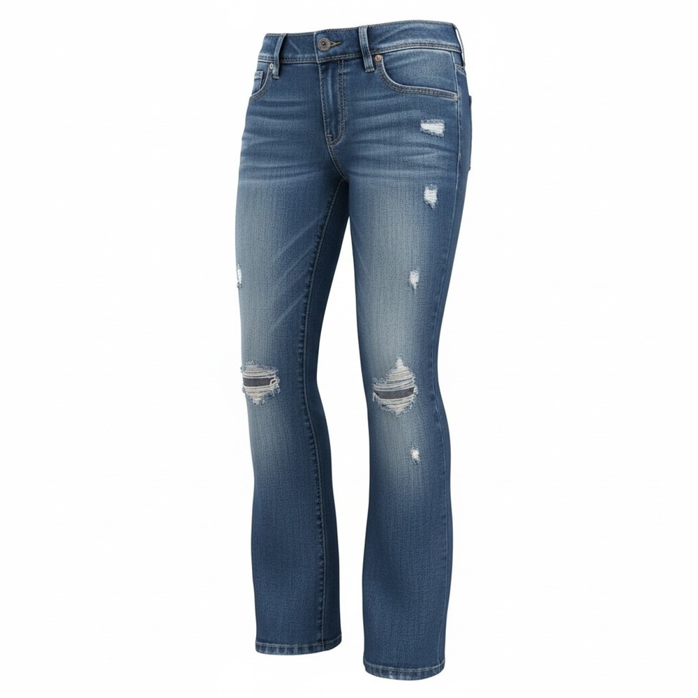 American Eagle‎ Kick Boot Super Stretch Distressed Medium Wash Jeans Womens 12
